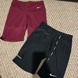Nike Burgundy and Black Sports Shorts Duo
